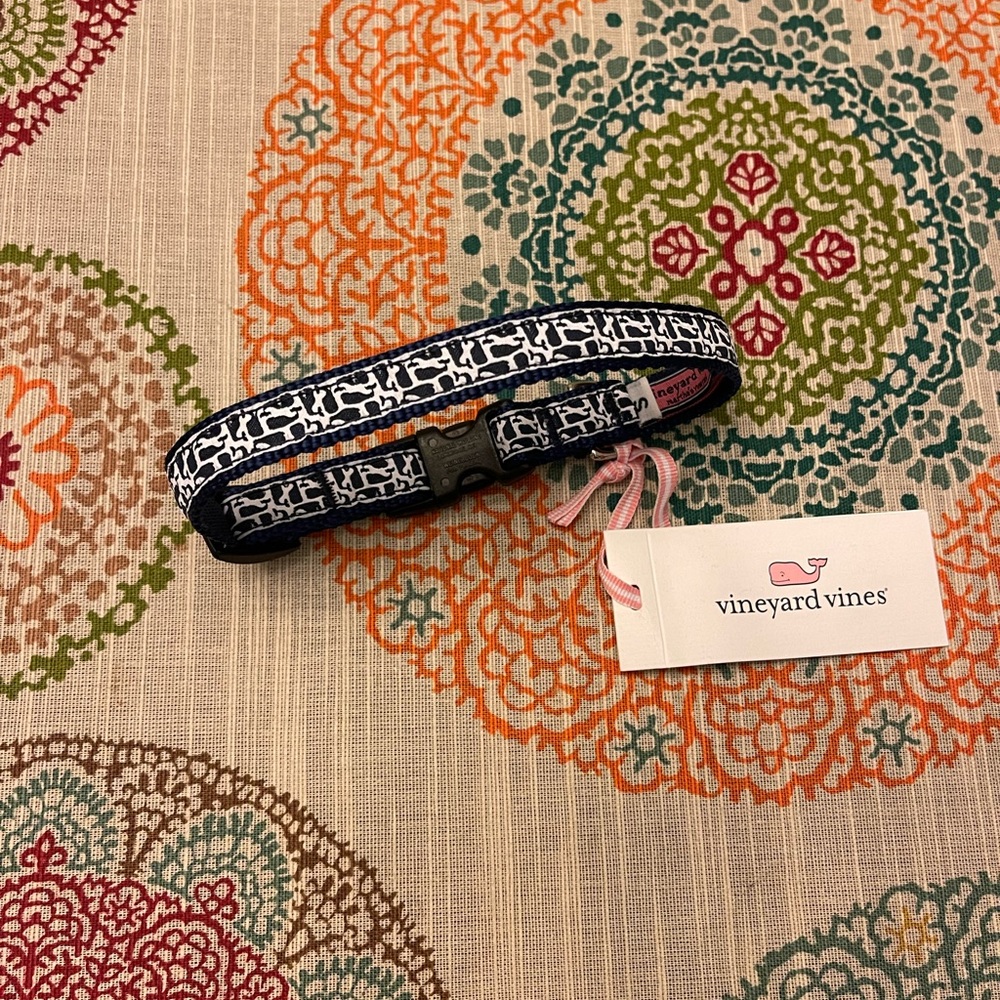 Vineyard Vines Navy and White Dog Collar